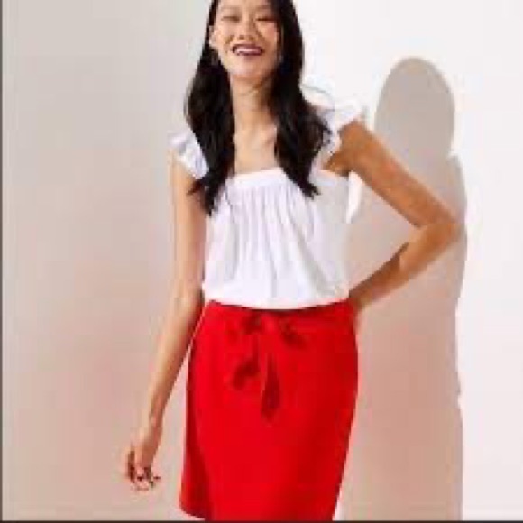 LOFT Dresses & Skirts - NWT LOFT RED DRAWSTRING POCKET SKIRT
